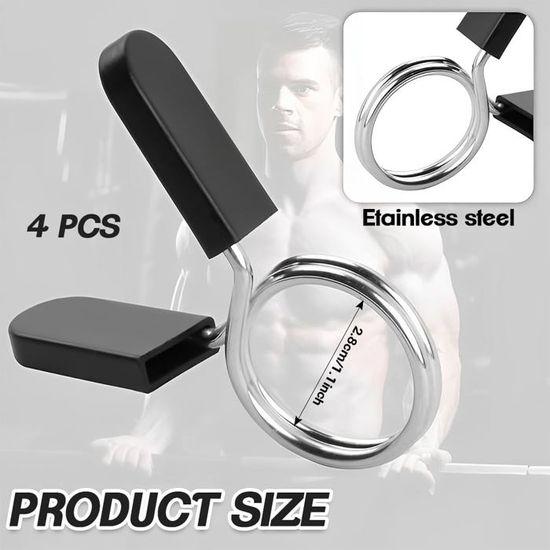 Lot De 4 Pinces à Ressort Pour Haltères – 25 Mm, ABS/acier, Sécurisées