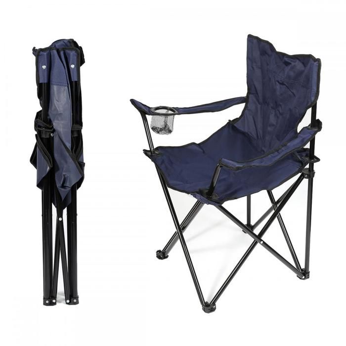 Chaise Camping Pliante UCAMP | Portable Légère (0,92kg) | Poche De Rangement | Support 100kg | Noir