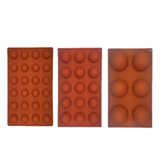 Moules Silicone Demi-sphère - Lot De 3 - 5 Cavités - Pour Chocolats, Glaçons, Savons, Cupcakes
