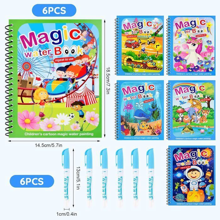 Livre De Dessin Magique De L'Eau Coloriage Pour Enfants(2 Styles), Livre De Coloriage Education