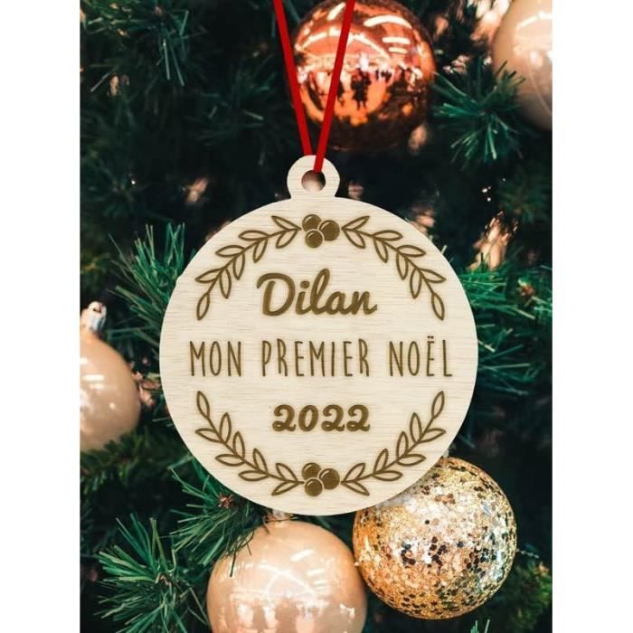 Boule De Noël Personnalisée 2025 - Gravure Nom Sur Bonhomme De Neige En Résine, Décoration Sapin, Cadeau Famille