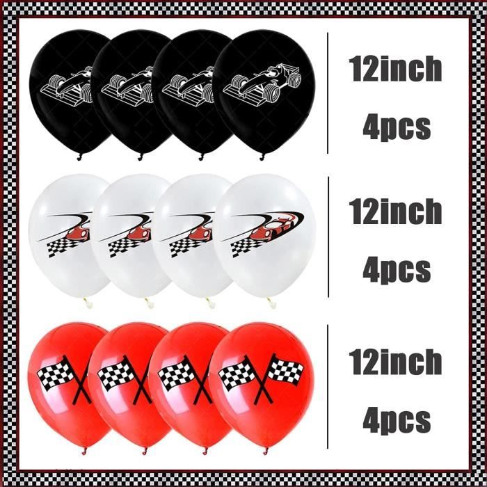 Kit Déco Anniversaire Voiture De Course – 26 Pièces – Ballons Latex Et Aluminium – Bannière Et Toppers – Thème Cars – Enfant