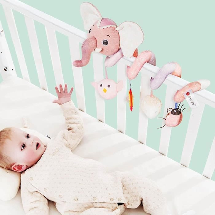 Jouet Spirale Pour Poussette Bébé 0-12 Mois - Noir & Blanc - Stimulation Visuelle & Sonore - Cadeau Nouveau-né