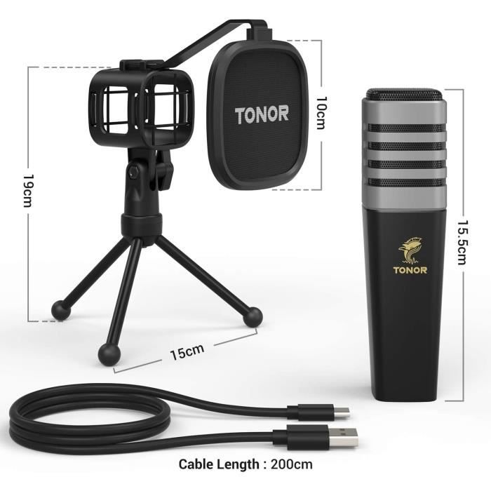 TONOR USB Microphone à Cardioïde Condensateur pour PC, avec Trépied, pour  Jeux, Streaming, Podcasting, , Voix Off, TC30 - Cdiscount TV Son  Photo