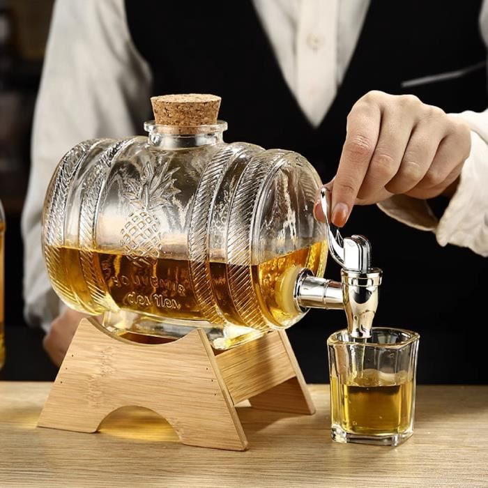 Récipient en verre à whisky avec robinet,bière,jus,bocal en verre