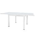 table de jardin vendue seule Table de repas carrée extensible Acier-Verre blanc - VADO - L 90-180 x l 90 x H 74-3