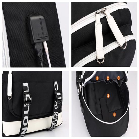 ZZGOO-LL One Piece Roronoa Zoro//Trafalgar Law Sac à Dos Casual Sac à Dos Voyage d/'affaires étanche avec USB Unisexe-D