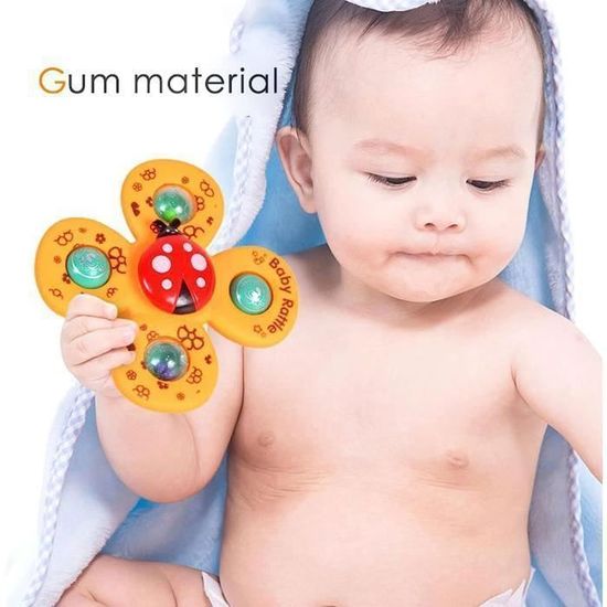 Vicloon Spinner Bébé Ventouse, 3PCS Jouets à Ventouse Pour Bébé, Jouets Tournants Sans Bpa, Jouet De Bain Baignoire Spinner Jouet Piscine Jeux Sensoriel Educatifs Pour Bébés Et Enfants