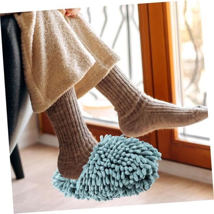 MagiDeal Chaussons Serpillères Silencieux Réutilisables - Chaussures De Nettoyage Lavables