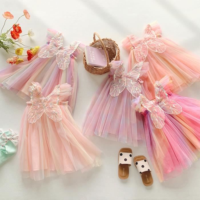 Surakey Robe Princesse Paon Fille avec Pince à Cheveux et Eventail en Plumes Robes de Danse Fille Robe en Tulle Bleue Paon Deguisement Robe de Princesse pour Anniversaire Mariage Fête Halloween