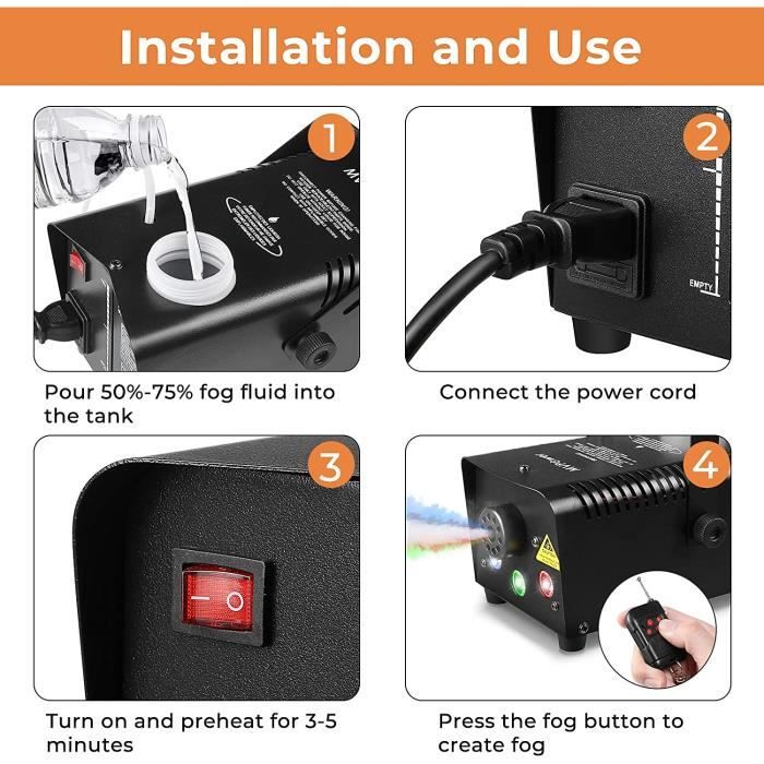 Machine à Fumée HOTUT 500W - Télécommande Sans Fil - Réservoir 0,3L - Idéale Fêtes, Mariages, DJ