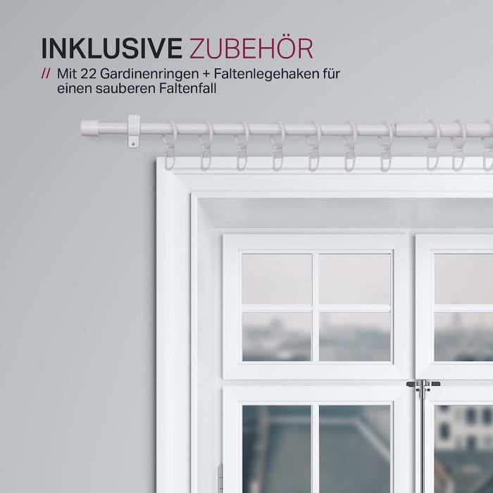 Tringle à rideaux pressfix - Blanc - Extensible de 80 à 11 cm - Sans perçage  - Cdiscount Maison