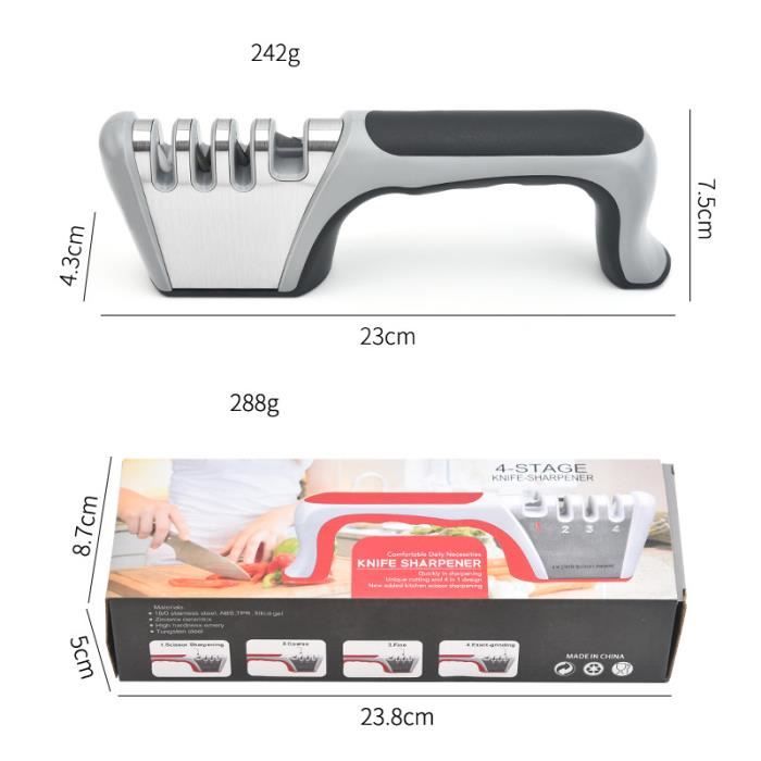 Aiguiseur De Couteaux, 4 En 1 Manuel Pour Couteaux De Cuisine Et Ciseaux, Ange Réglable Pour S'adapter à Tous Les Styles De Couteaux