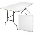 ACAGO Table de Jardin Pliante - Table de pique-nique- Table Exterieur - 180 x 74 cm- Couleur Blanche-0
