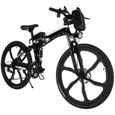 VTT 26" Vélo électrique montagne pliable velo homme - 21 vitesses shimano - 22-30 km / h - 250W - Noir-0