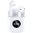 Ecouteur Sans Fil Bluetooth 5.3 Son Hi-Fi Stéréo Étanche IPX7 CAPOXO Oreillette Bluetooth Écran LED Casque Bluetooth Blanc