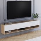 IDMARKET Meuble TV 180 cm suspendu ELIO 2 portes avec étagère bois et blanc