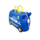 Valise à Roulettes Enfant TRUNKI - Percy La Voiture De Police - Bleu et Jaune - Rigide - 2 roulettes - 360°