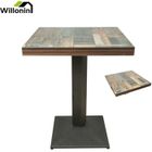 Willonin® Table carrée avec un piètement moderne, L 60 x P 60 x H 75 cm, Plateau panneau plaqué et Pied métal salle à manger bistrot