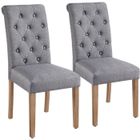 Lot de 2 Chaises de Salle à Manger Haut Dossier Assise Rembourrées -Pieds en Bois Chêne confortable-Gris foncé YAHEETECH