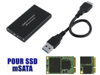 Boitier mSATA vers USB3 pour SSD mSATA 30mm ou 50mm