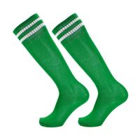 AY™ 3 paires de chaussettes de football montantes enfant en coton - vert + orange + rose