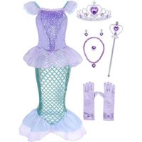 AmzBarley Déguisement Sirène Princesse Filles Costume Pâques Fête D'anniversaire Halloween Enfants Robes Et Accessoires 2-12 ans