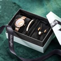 Coffret Montres Femmes et Bijoux Femme de 5 pieces -Montre+ Collier + Bracelet + Earrings de marque de Luxe - Cadeau de Noël