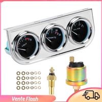Voiture universelle M10x1 52mm 3 en 1 jauge de voiture température de l'eau, pression d'huile, instrument de combinaison de tension pour bateaux camions Voiture universelle M10x1 52mm 3 en 1 jauge de voiture température de l'eau, pression d'huile, instrument de combinaison de tension pour bateaux camions