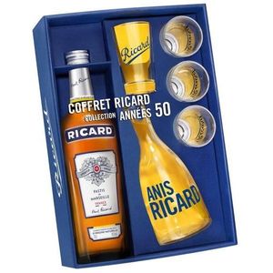 Coffret Pastis - Verre Et Bec Verseur - Ici On Boit La Vie En Jaune - Cadeau Original