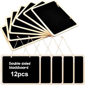 Lot De 5 Mini Ardoises En Bois – Parfaites Pour Mariage, Restaurant Ou Décoration | Double Face, Avec Cordon