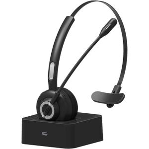 Casque Microphone Sans Fil Sur Oreille - 24h Autonomie, Réduction De Bruit ENC Pour Centre D'Appels Et Télétravail