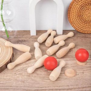 JEU DE QUILLE Jeu de quilles en bois d'extérieur, jouets de développement précoce pour enfants, jardin