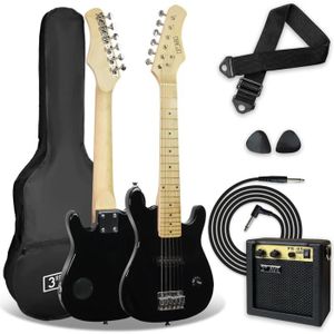 GUITARE Pack Guitare Électrique enfant Taille Junior 1-4 pour Débutants, Ampli Portable 5 W, Jack, Housse, Médiators et Sangle -.[Z383]
