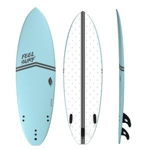 PLANCHE DE SURF Planche de surf en mousse FEEL SURF - 6’ x 21’ x 2’’ 3-4 - 40,8L - Bleu