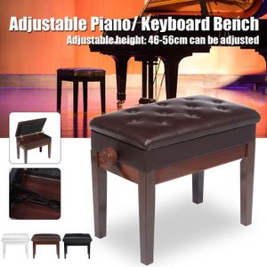 Banquette de Piano Clavier Numerique Siege Tabouret Banc Reglable Blanc  Depoli 4260222947859
