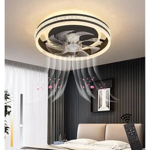 Ventilateur de Plafond avec éclairage LED Vitesse du Vent réglable Dimmable Moderne avec Lampe de Plafond 32W télécommande pour Vivre Chambre Salle à Manger Lampe Ventilateur,Marron
