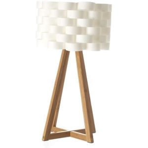 LAMPE A POSER Lampe à poser au style épuré Pied en bambou et abat jour tressé aspect fibre de verre 27