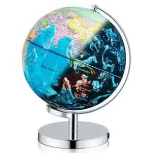 GLOBE TERRESTRE Globe Terrestre 23 cm COSTWAY Globe Jour & Nuit Lumineux - s’illumine avec la Carte des 88 Constellations, Déco. de Bureau, Ecole