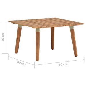 TABLE BASSE JARDIN  Table basse de jardin 60x60x36 cm Bois solide d'acacia Qqmora YY5296