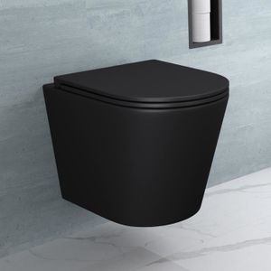 WC - TOILETTES Sogood WC toilettes suspendus gris noir mat cuvette céramique toilette abattant silencieux avec frein de chute Aix108