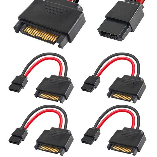 Câble Alimentation SATA à 15 broches mâle > Alimentation Slim SATA à 6 broches femelle de 20 cm