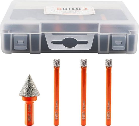 FOCSTOL Lot De 11 Forets Diamantés (6/8/10/20/25/28/32/35/45/65 Mm + Foret Chanfreiné Biseauté