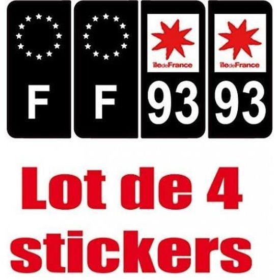 4 Autocollants Stickers Auto Plaque D Immatriculation 93 Black Noir Edition Et F Europe Noir Etoile Angles Droits Cdiscount Auto