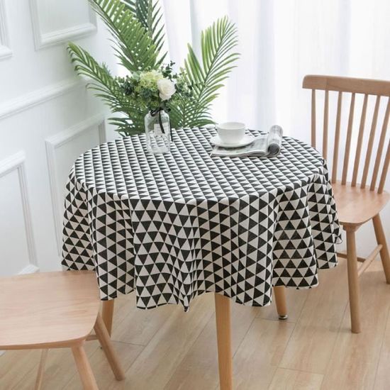 6 -Nappe décorative en coton et lin, 150cm, nappe ronde pour Table à manger
