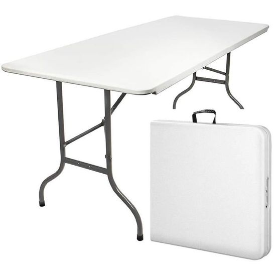 ACAGO Table de Jardin Pliante - Table de pique-nique- Table Exterieur - 180 x 74 cm- Couleur Blanche