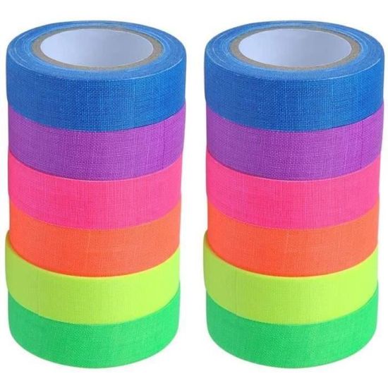 Ruban Adhésif Fluorescent 6 Couleurs Néon - 5m X 15mm, Coton, Pour Décoration