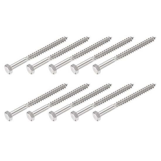 10 Boulons M4x40mm Tête Hexagonale à Bride Phillips Inox 304 - Neufs, Marque Uxcell, Fabriqués En Chine