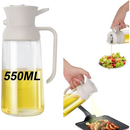 Distributeur D'Huile 3 En 1 Verre 470ml - Verseur, Spray & Flux - Cuisine & Salade