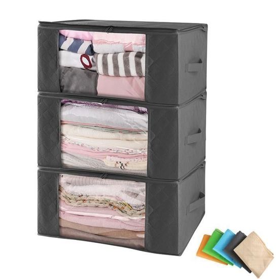 3 Sacs De Rangement Transparents 35L - Avec Poignées Et Fermeture éclair - Pour Vêtements, Couettes, Jouets - Pliables Et économiques D'espace